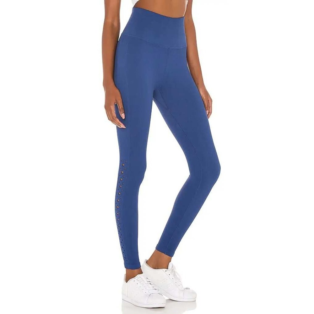 Spiritual Gangster Amor Seamless Ribbed Laser Cut Leggings Mineral Blue XS/S